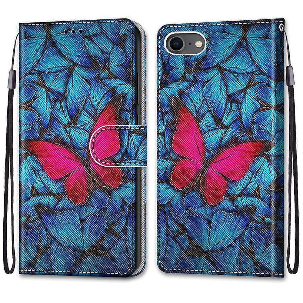 Compatible with iPhone 7/8/SE  flip cover wallet case  butterfly