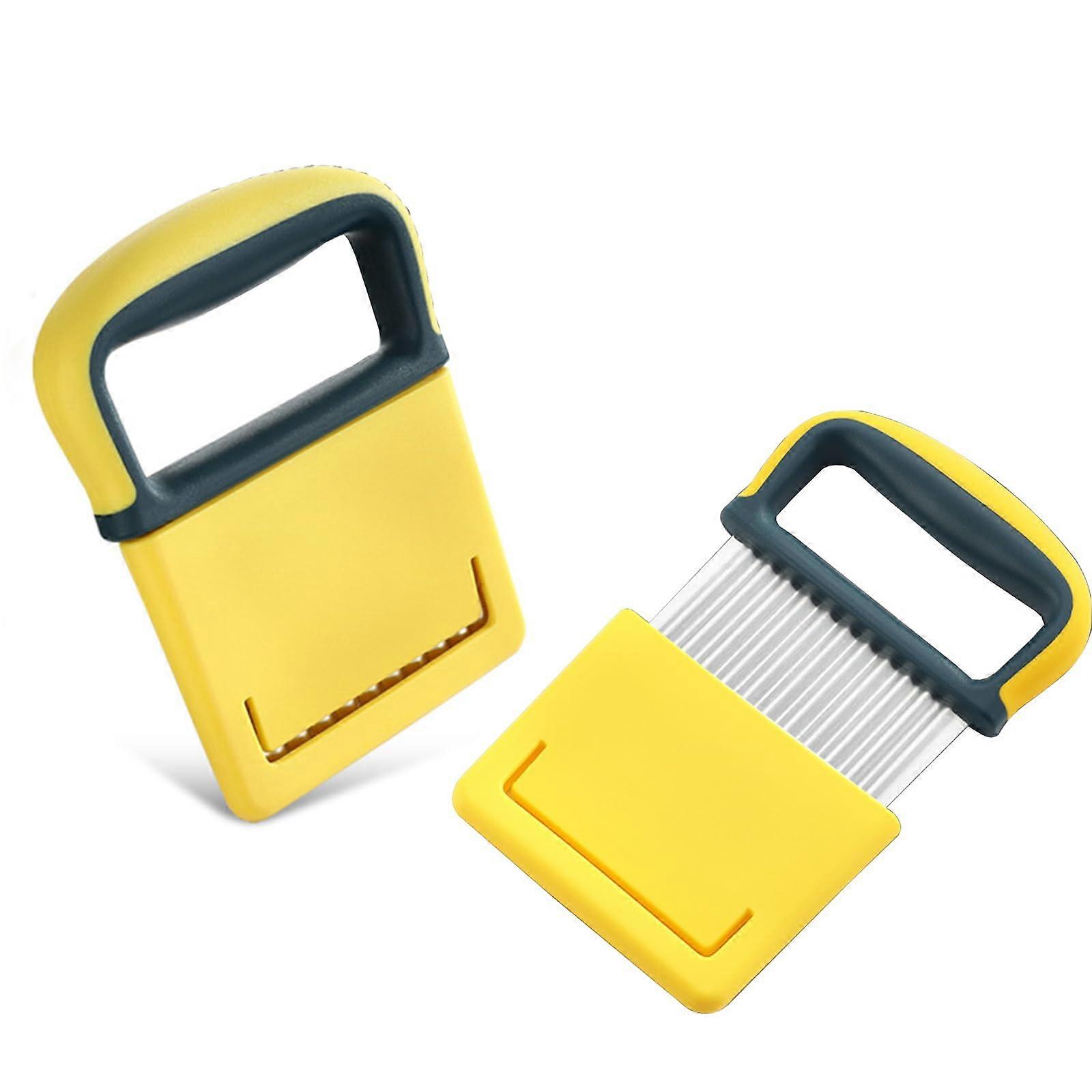 Crinkle Chip Cutter Stainless Steel Potato Chip Cutter Wave Cutter For Potatoes And Vegetables Cucumber Slicer Yellow 1 Pack