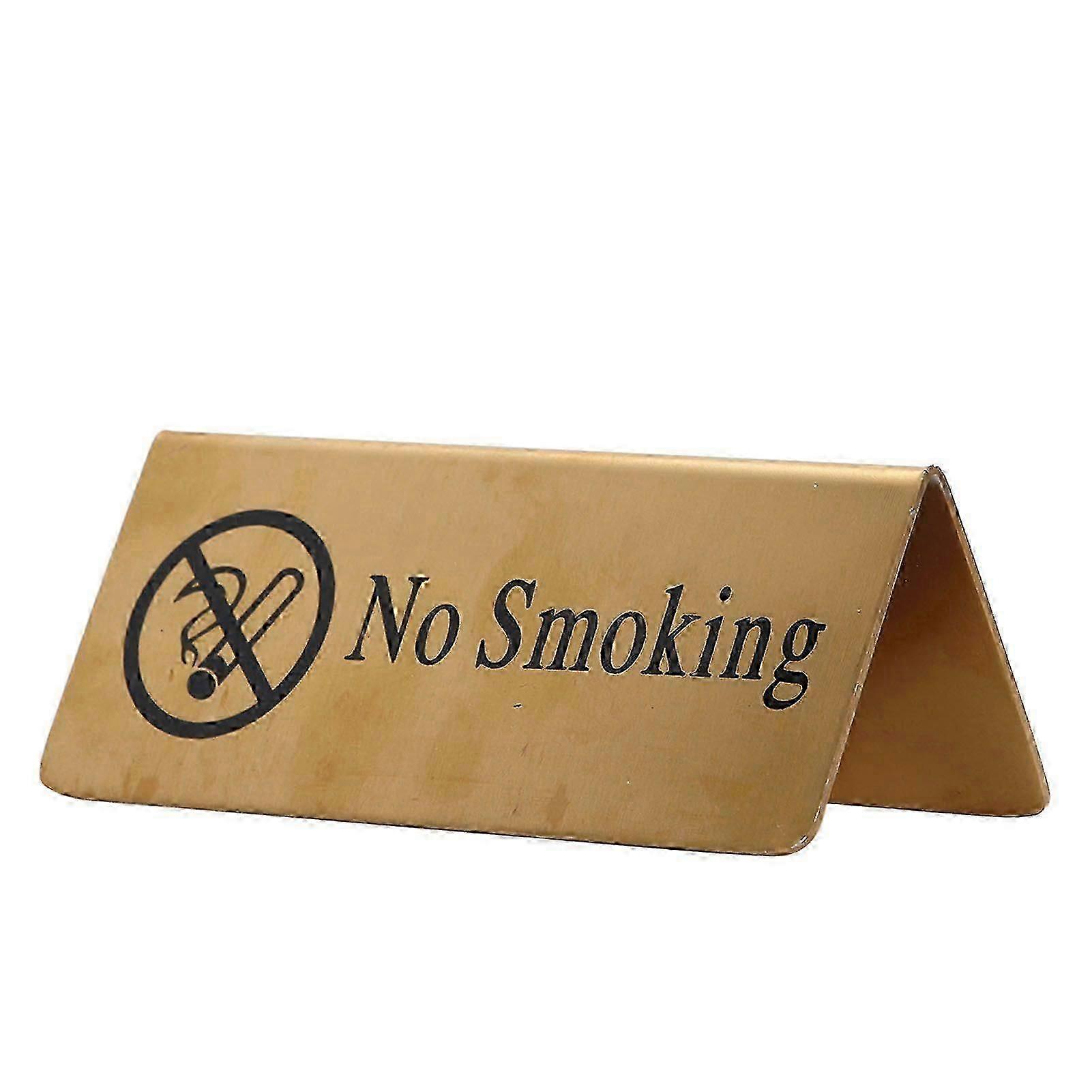 Sturdy Stainless Steel Double-sided Space-saving Gold Tabletop Sign For Events Hotels And Smoking-free Areas
