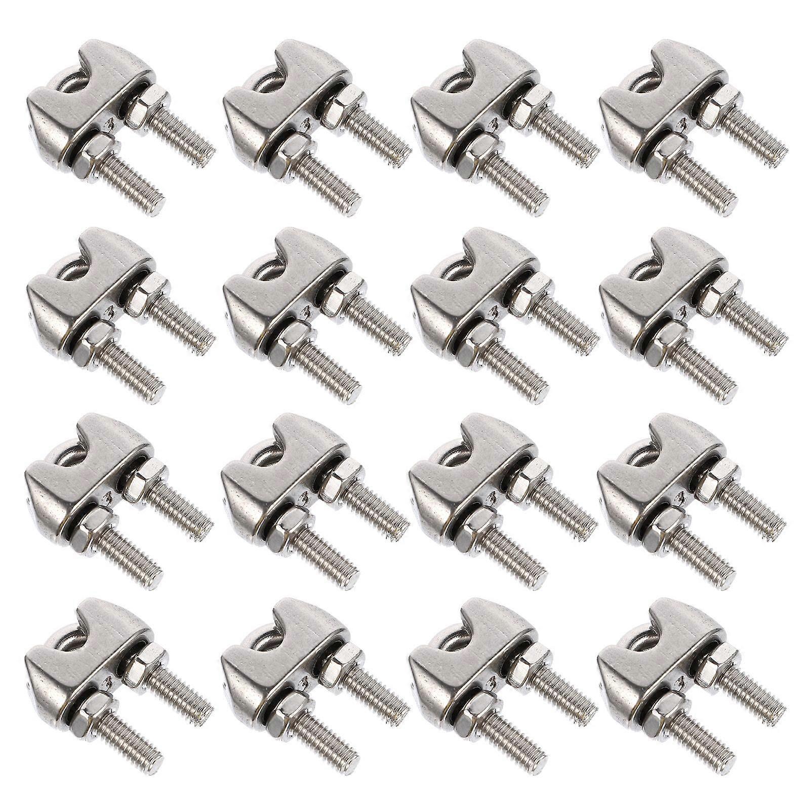 16PCS U Type Wire Rope Clips Rigging Hardware Clamps for Secure Cable Connections, Corrosion Resistant Smooth Surface Design