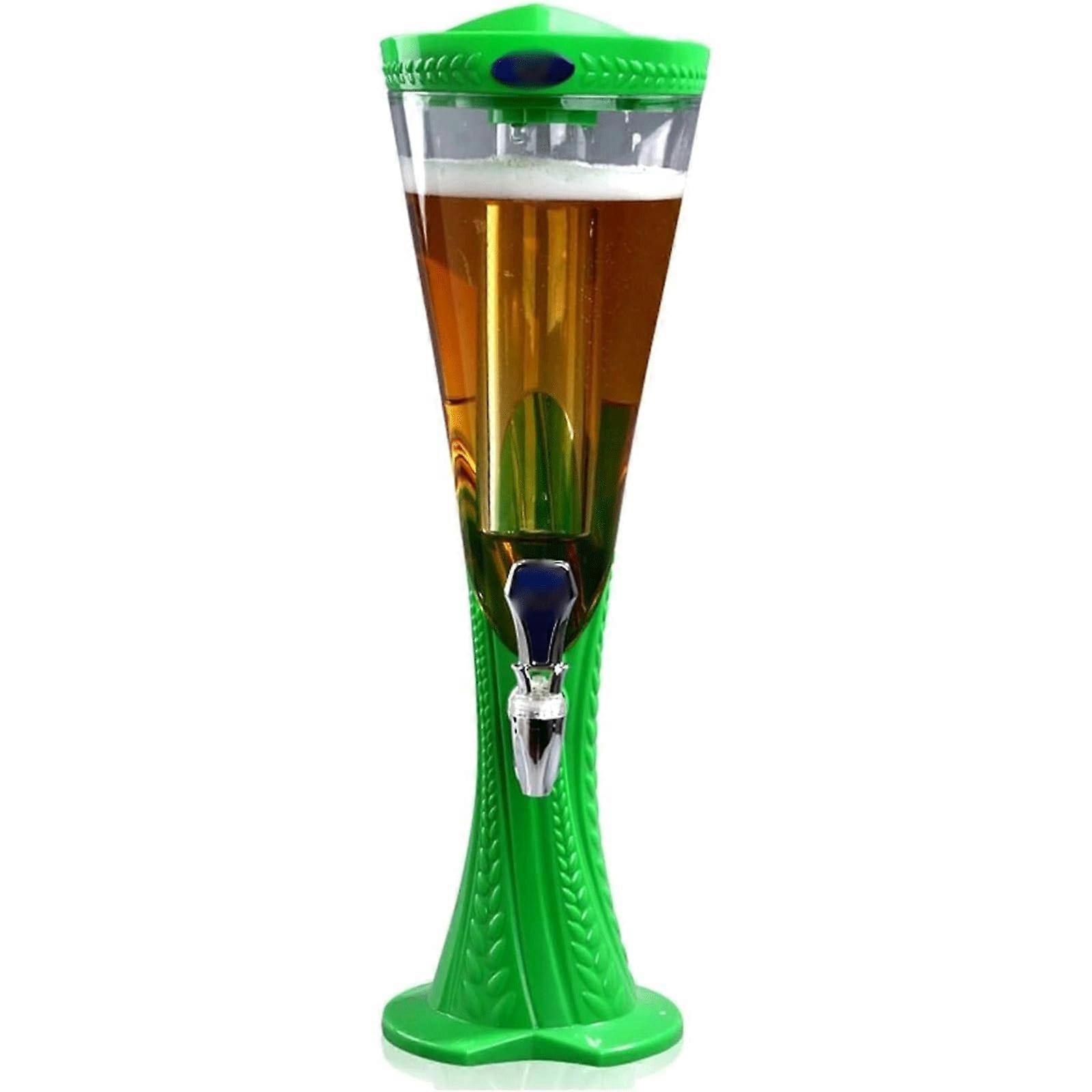 3L/101OZ Beer Tower with Taps, Beverage Juice Dispenser with LED Colorful Shinning Lights and Ice Tube, Champagne Drink Dispenser Ref: 7947