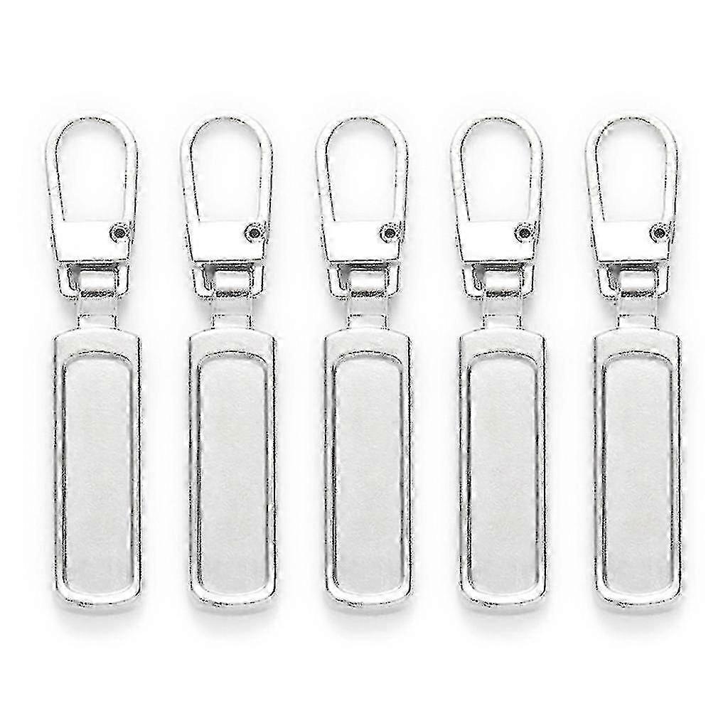5st Silver Metal Zipper Pull Replacement Repair Kit för Jackor och Väskor - Strip Type Design