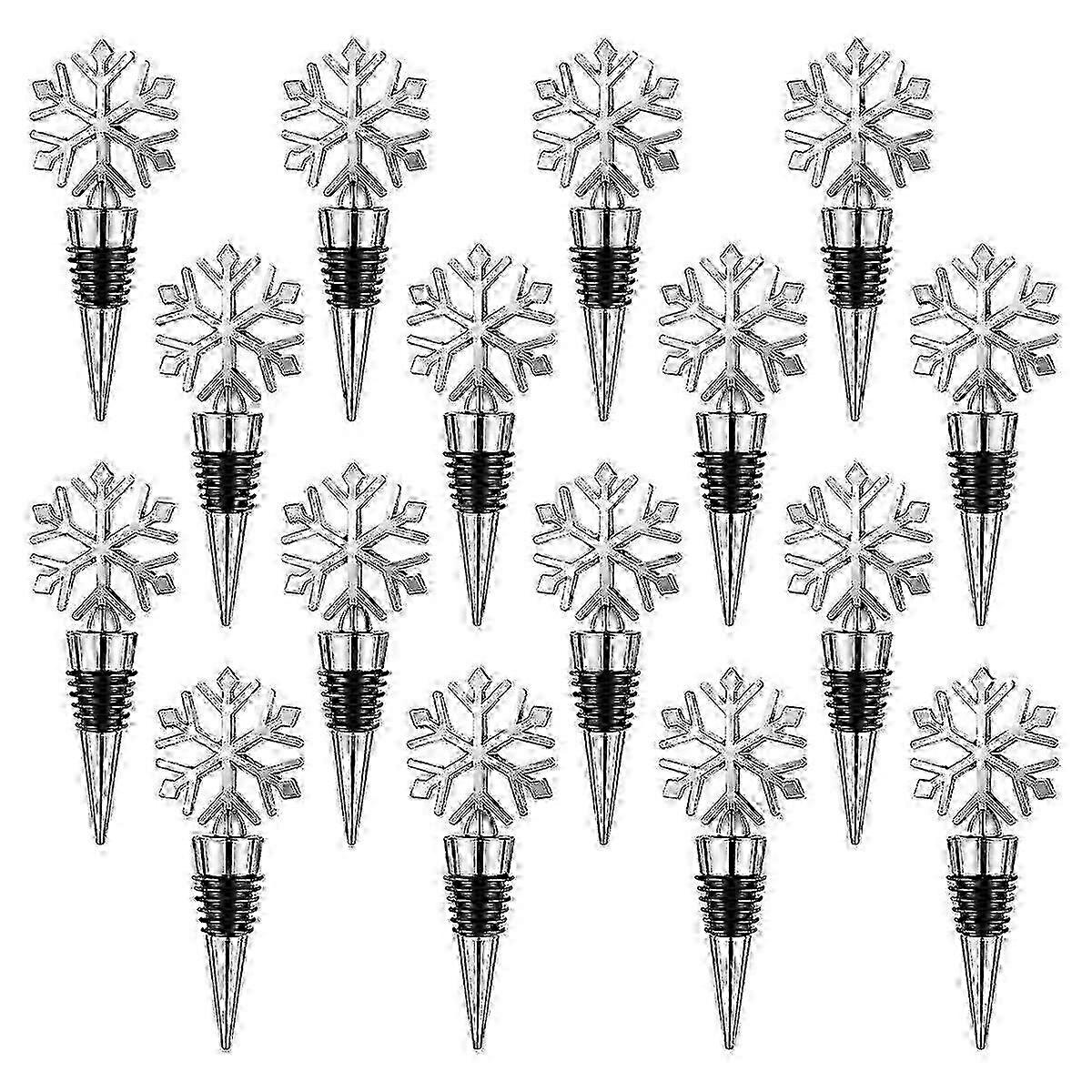 16-Piece Reusable Snowflake Wine Bottle Stoppers for Beverage and Drink Bottles