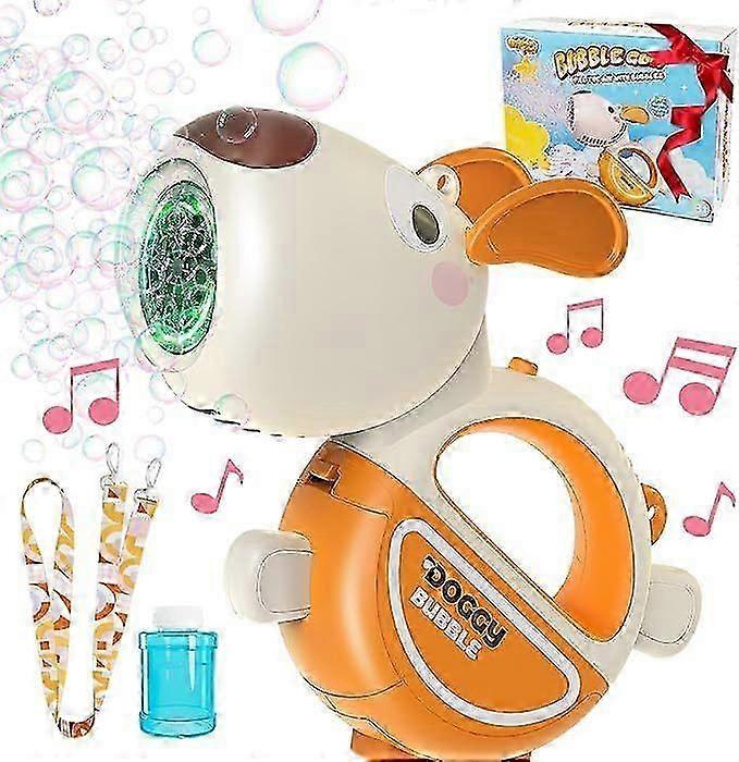 Bubble Machine Gun with Lights Music, Portable 360Leak Proof Automatic Bubble Maker Machine for Kids Toddler 1-3 4-8 Parties, Bubble Blower Birthday G