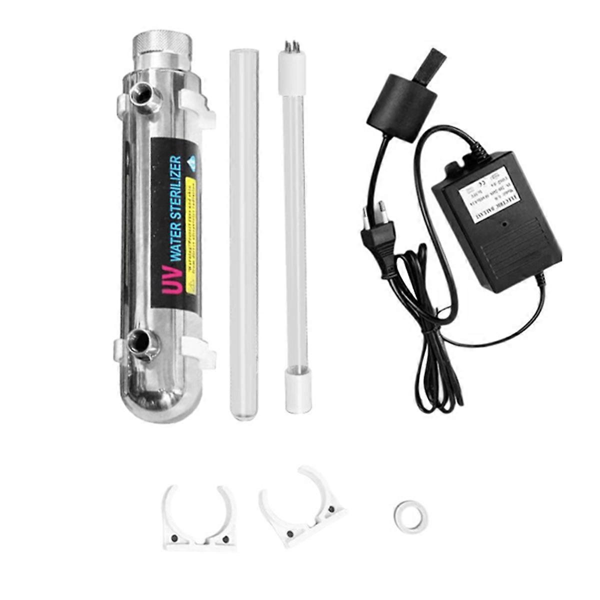 16W StainlessSteel UV Water Sterilizer Ultraviolet Tube Lamp Direct Drinking Disinfection Aquarium