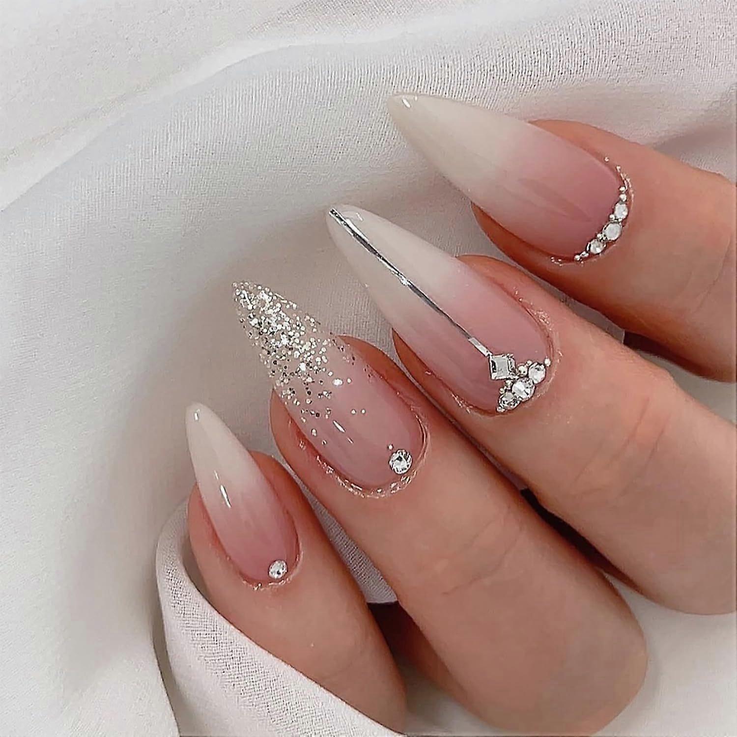 Migdale Franțuzească Tip Presa pe unghii Strasuri lungi Unghii false Acril artificial