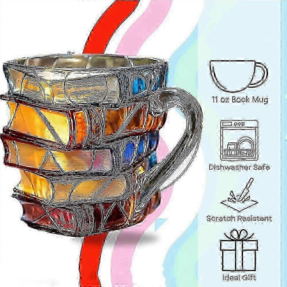 Painted Book Mug, 2025 New 3D Painted Glass Book Mug for Hot Or Col...