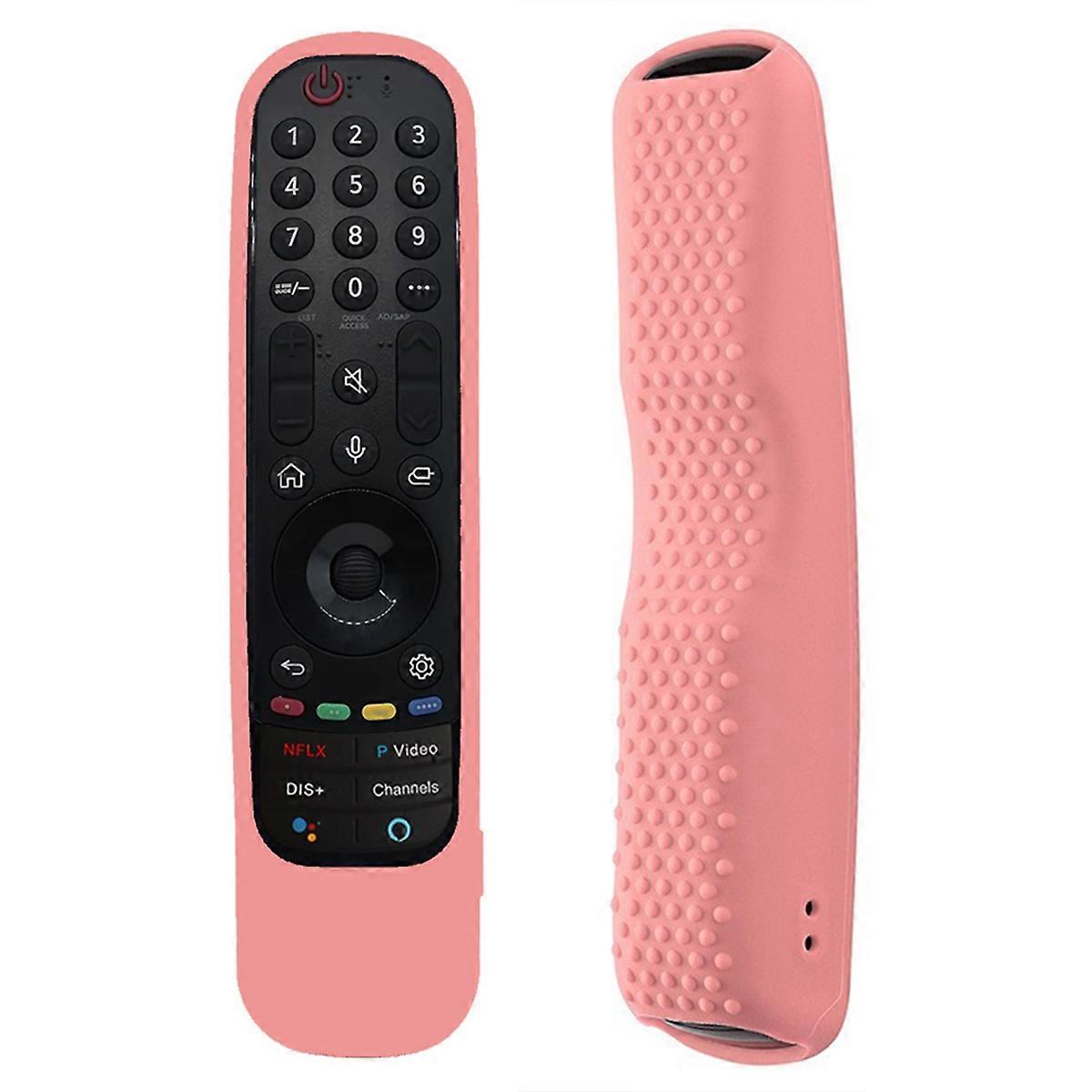 Silicone Remote Cover for Smart TV an-MR21 MR22 Anti-Shock Illuminated Case,Pink