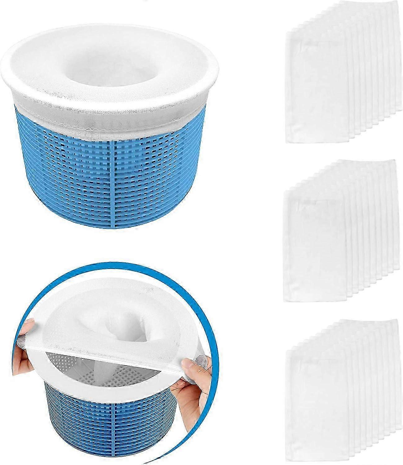 30 Pieces Pool Skimmer Socks, Perfect Filter Savers Pool Skimmer Socks for Filter Skimmer Basket, Ultra Fine Mesh Screen Liner for Pool Basket