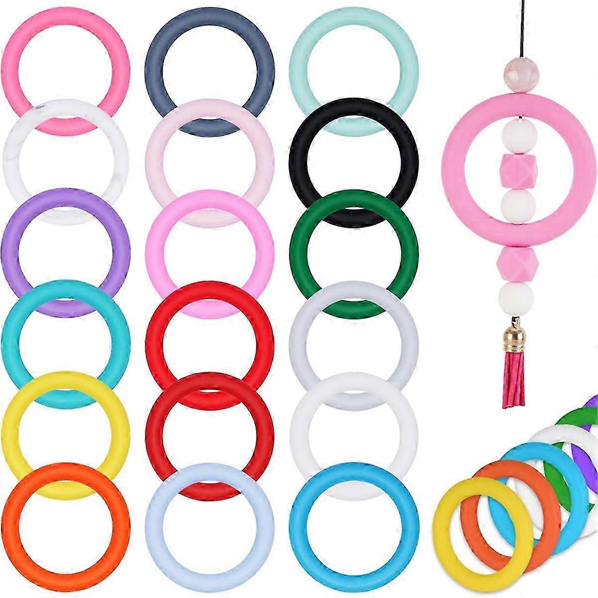 36 PCS Silicone Beaded O-Rings with Rope Hole