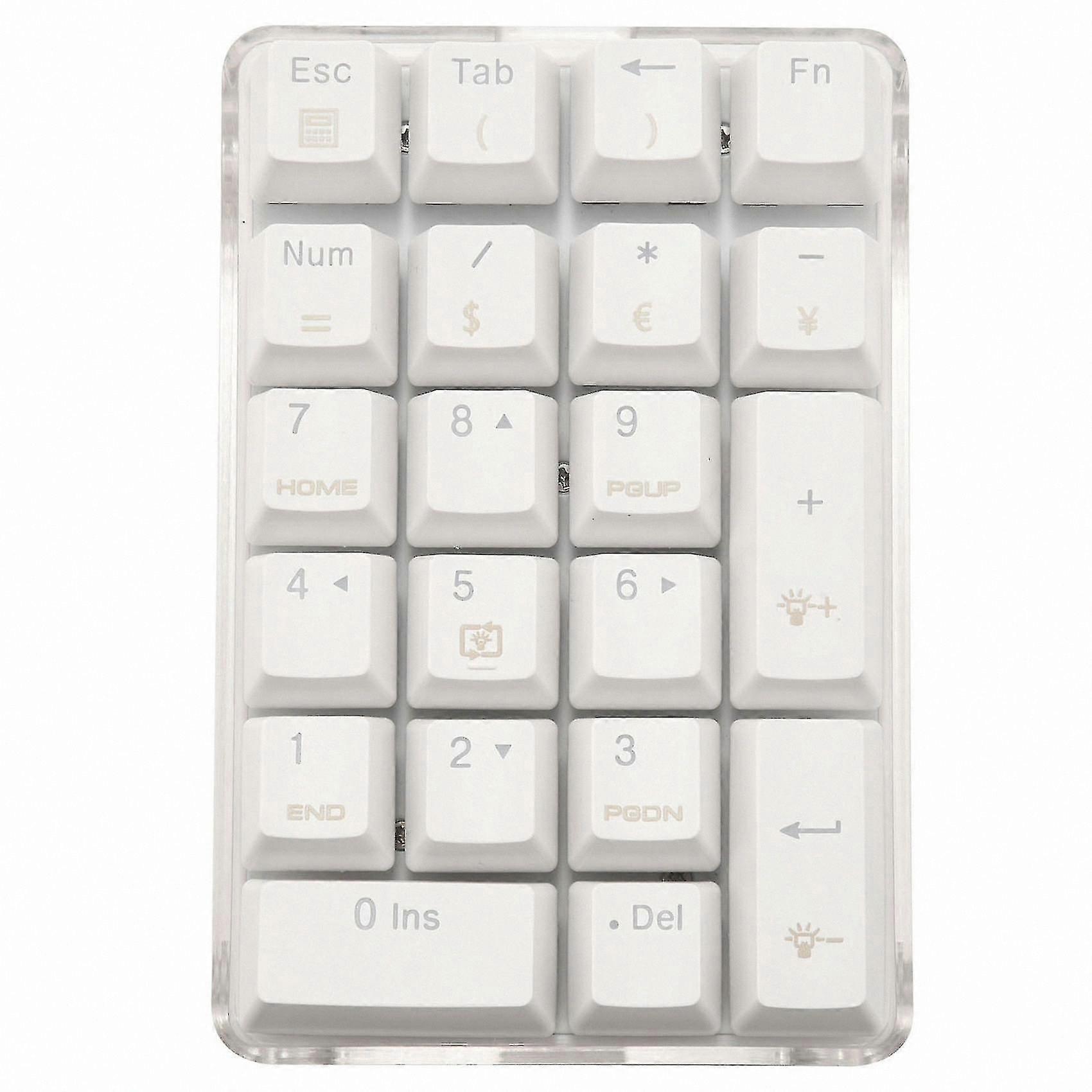 White Backlit Numeric Keypad with Mechanical Keys and Blue Switches for Desktop and Notebook Computers