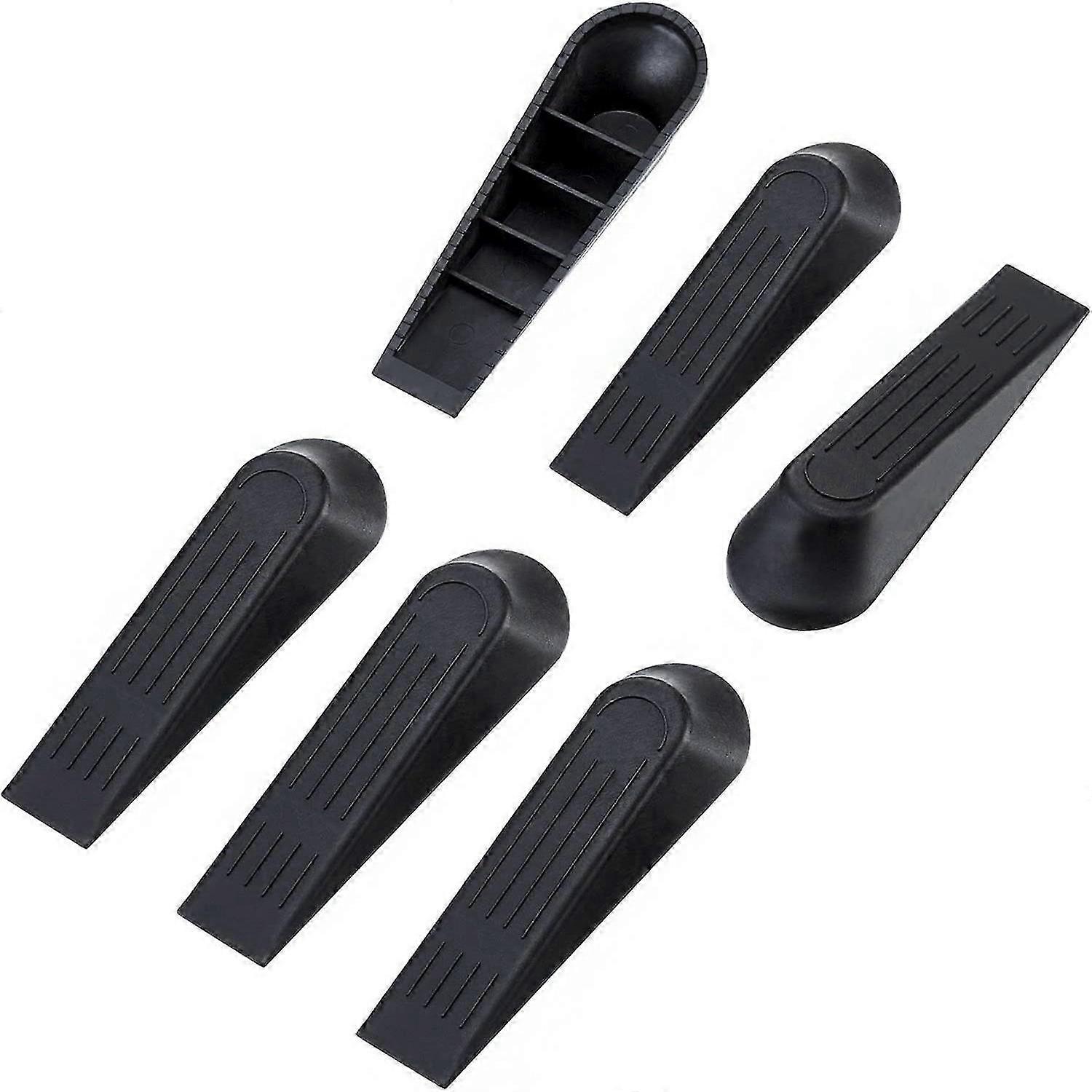 6 Pack Dørstoppere Dørkiler Dørstoppkiler (svart)