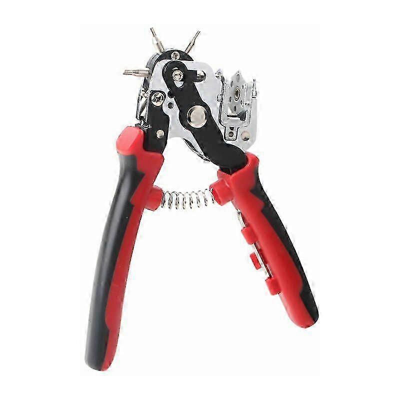 Rotary Leather Hole Punch Pliers with 6 Sizes (2-4.5mm) - Heavy Duty Hole Punch Tool with Ruler for Leather Craft