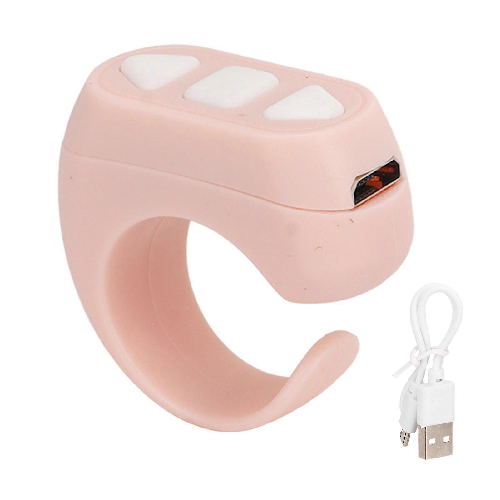 Bluetooth Remote Control App Page Turner Phone Remote Control Ring Phone Novel Watch TV Turn Page Click Like Selfie Device ZL 03 Pink