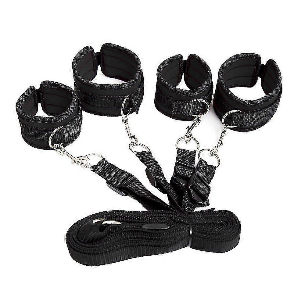 Soft Leather Cuff Set, Adjustable Straps for Hand, Wrist, and Ankle Fitness Exercise Belt, Fishnet Pattern-Black