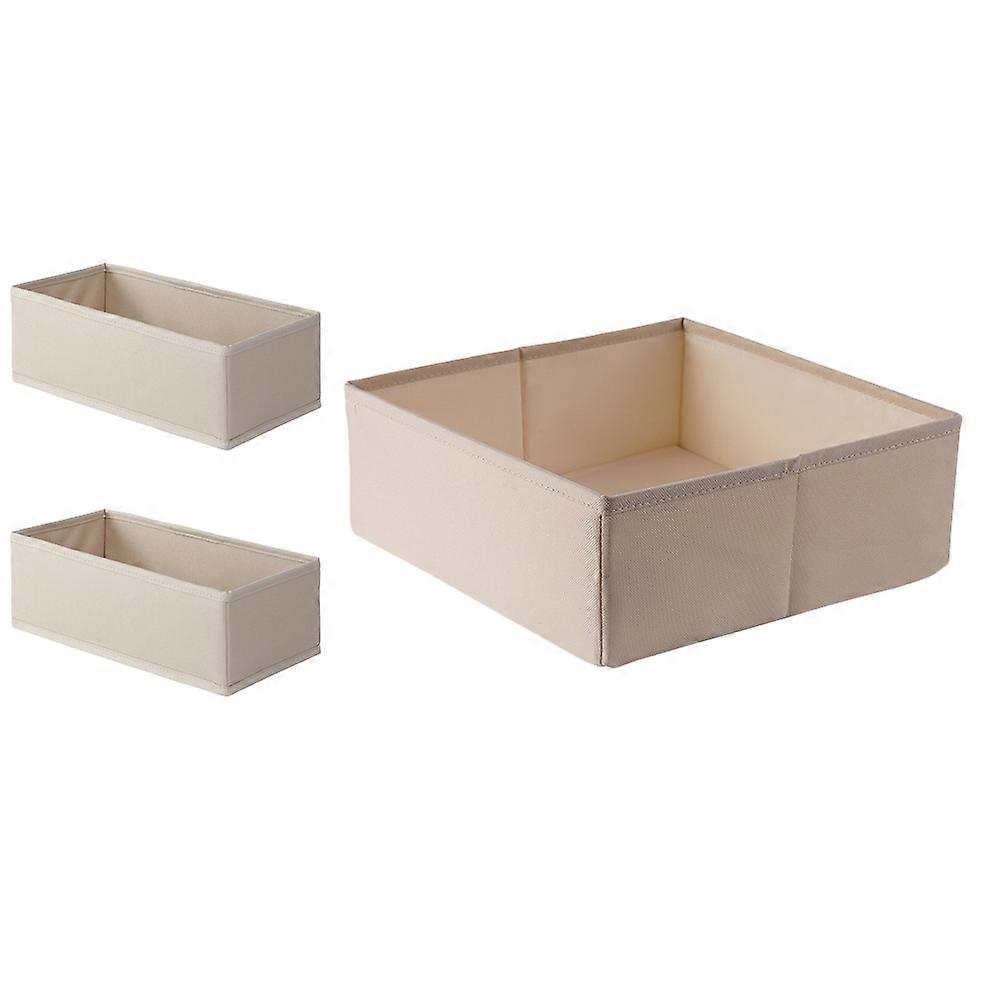 Cloth Underwear Organizer Box Beige for Storage 3Pcs Drawer Divider