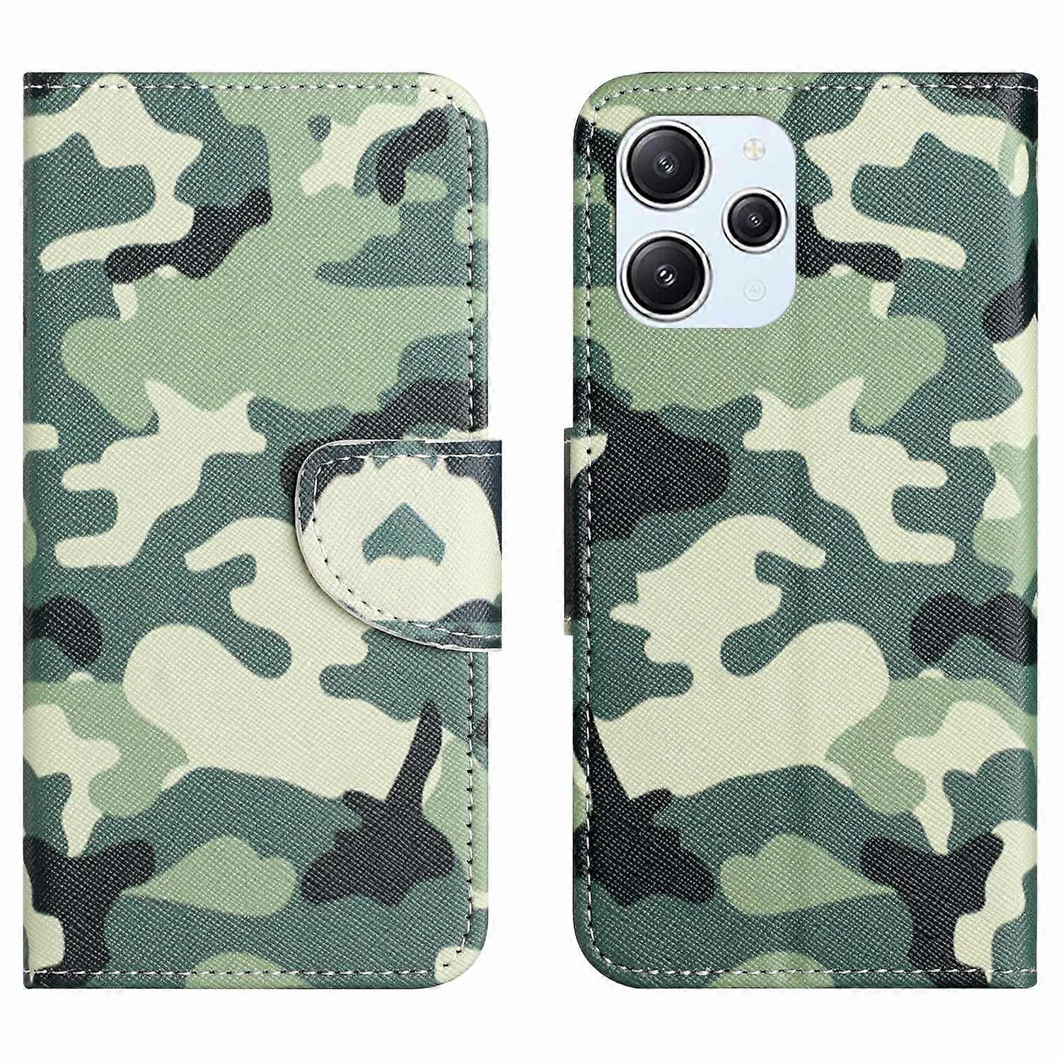 For Xiaomi Redmi 12 4G Cross Texture PU Leather Wallet Stand Case Pattern Printing Phone Cover