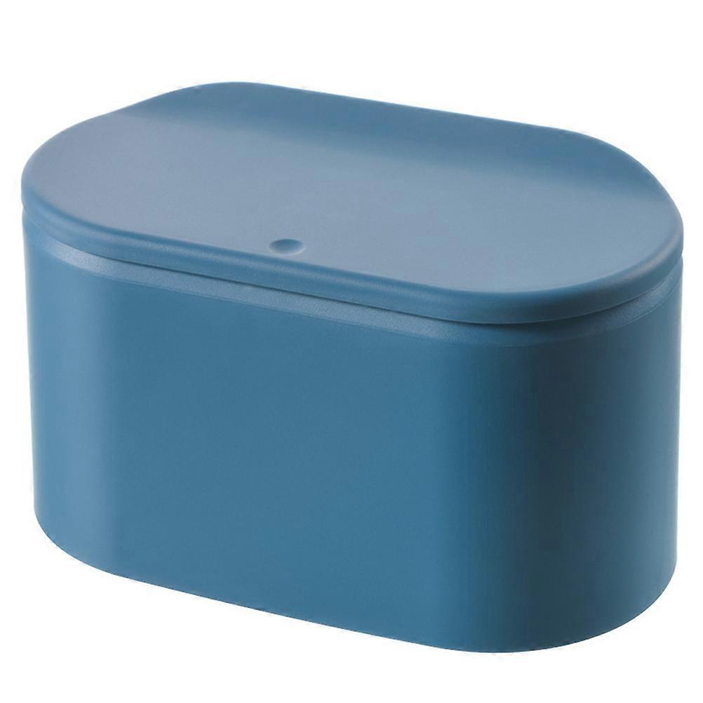 Blue Desktop Trash Can Press-Button Garbage Can for Storage 3Pcs