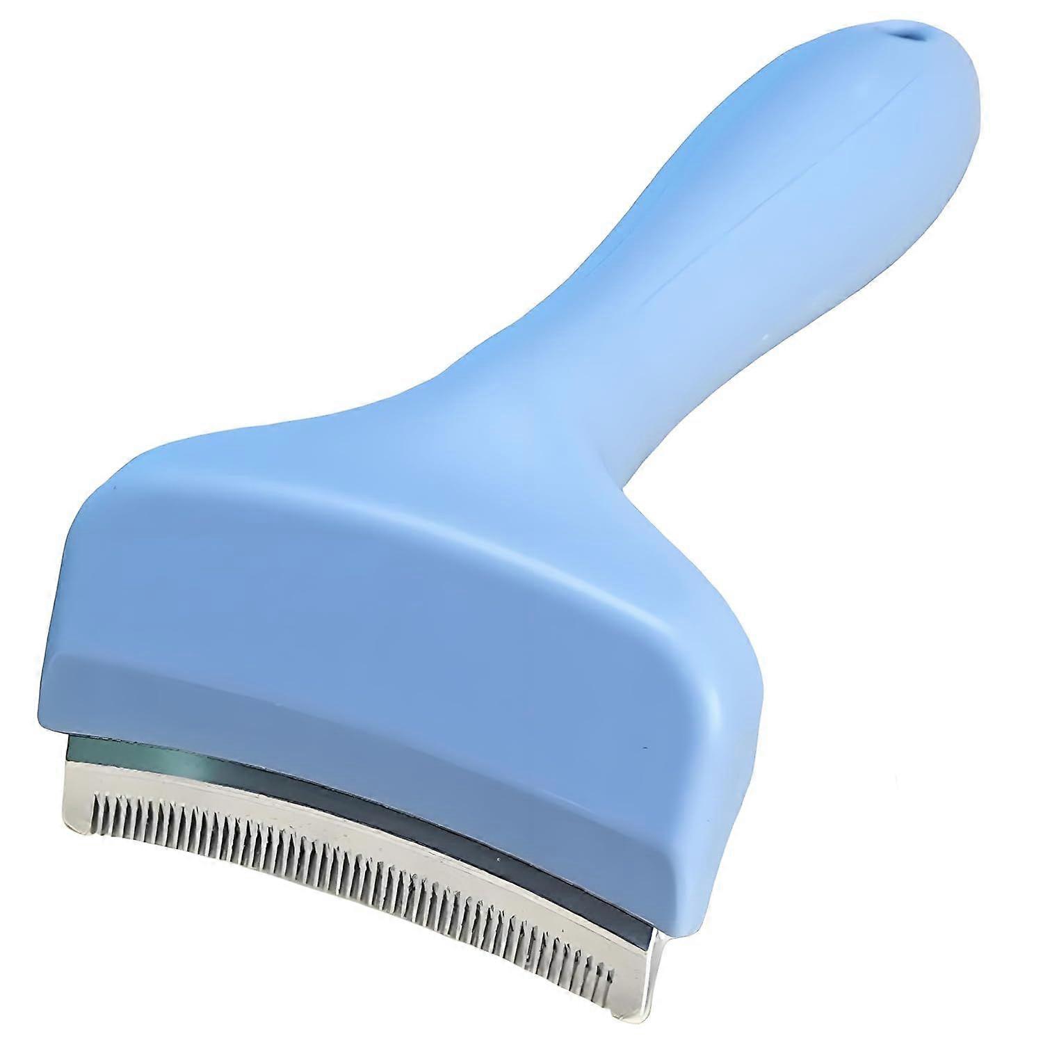 Stainless Steel Pet Deshedding Brush with Handle - Short & Dense Teeth for Short-Haired Dogs, Efficiently Removes Deep Undercoat
