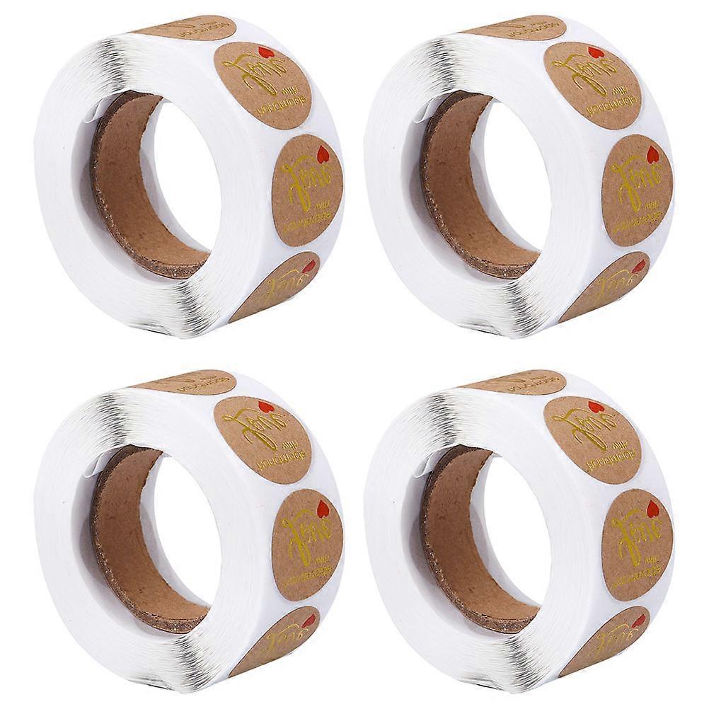 Love Heart Stickers Kraft Paper Packaging Labels for Decoration 2 Rolls