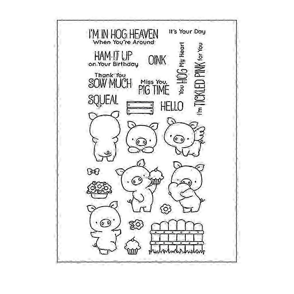 Birthday Pig DIY Silicone Clear Stamp Cling Seal Album Decor Easy to Use