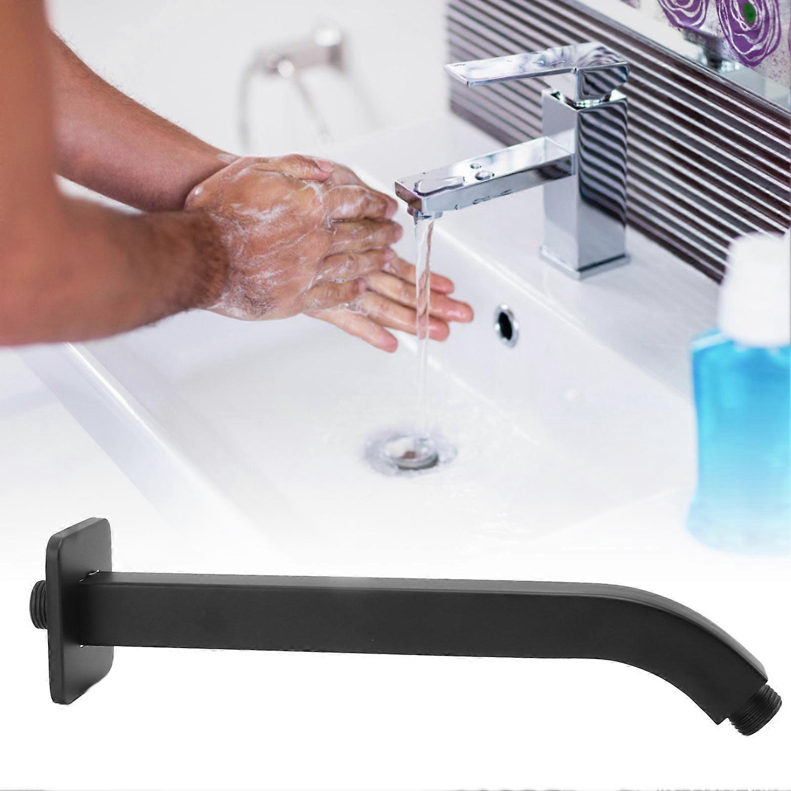 10in Square Brass Shower Head Arm Wall Mounted Rustproof Black
