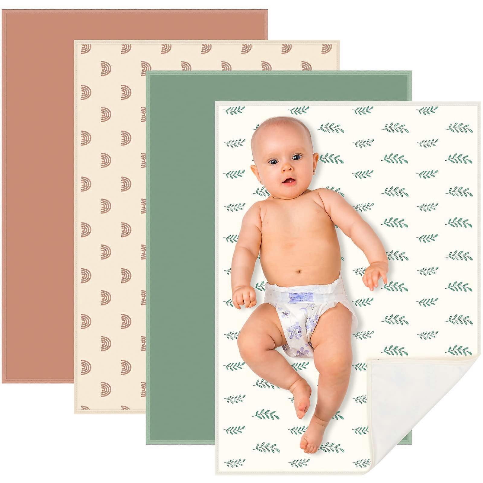 Baby Diaper Changing Pad 20 X 28 Inch Leather Travel Mat, 4Pack, Wipeable Liner, Portable Changing Pad For Toddler