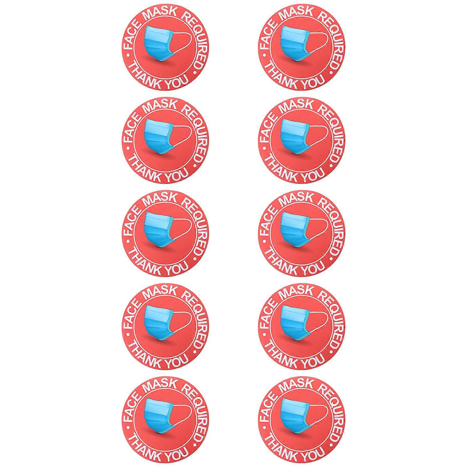 Public Safety Decal Red Warning Sticker for Face Mask Required 10Pcs