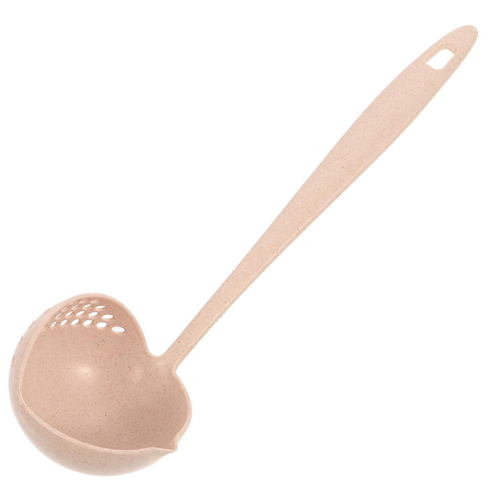 Colander Ladle 2 in 1 Plastic Soup Pan Spoon with Filter Strainer Beige