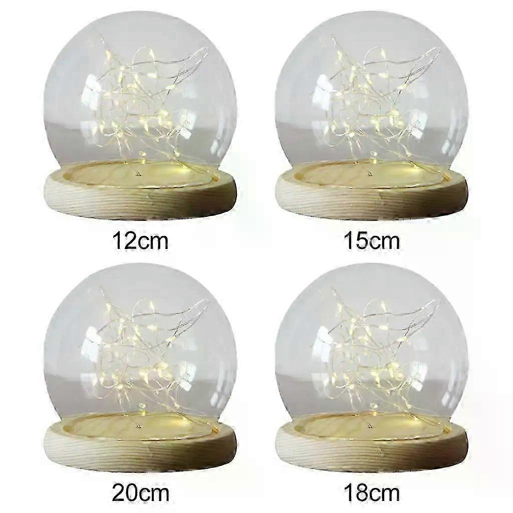 Glass Dome Cloche Bell Clear with Wood Base Display Case Mini for Plants hwy