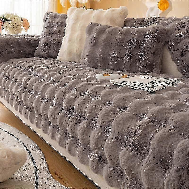 Thicken Imitation Rabbit Fur Plush Sofa Slipcover Non-slip Soft Sofa Towel Couch Cushion For Living Room Modern Home Decor Sofa Sitting Cushion C