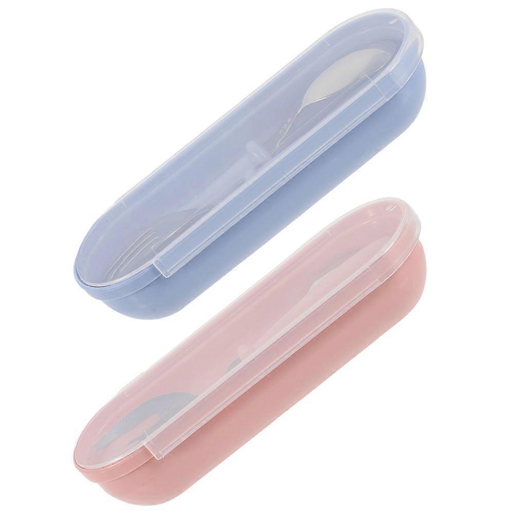 Children's Tableware For Portable Use Including Spoon And Fork With Plastic Handles Easy To Sets