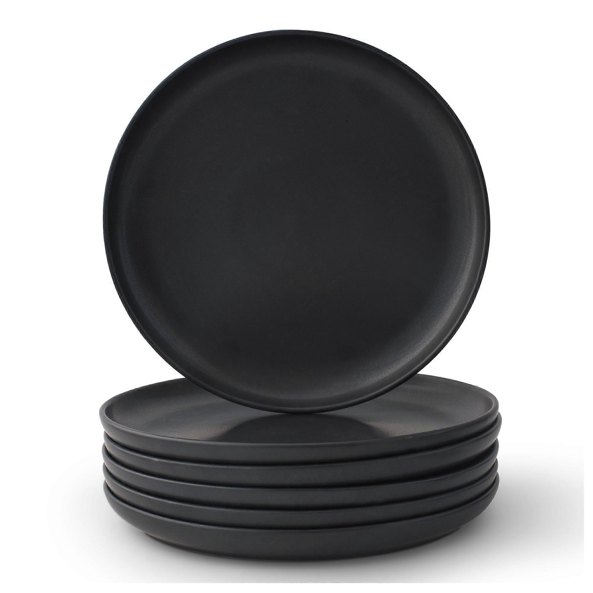 Ensemble de 6 assiettes plates JoyJolt Mesa en grès de 26,7 cm (10,5 po) - Noir mat