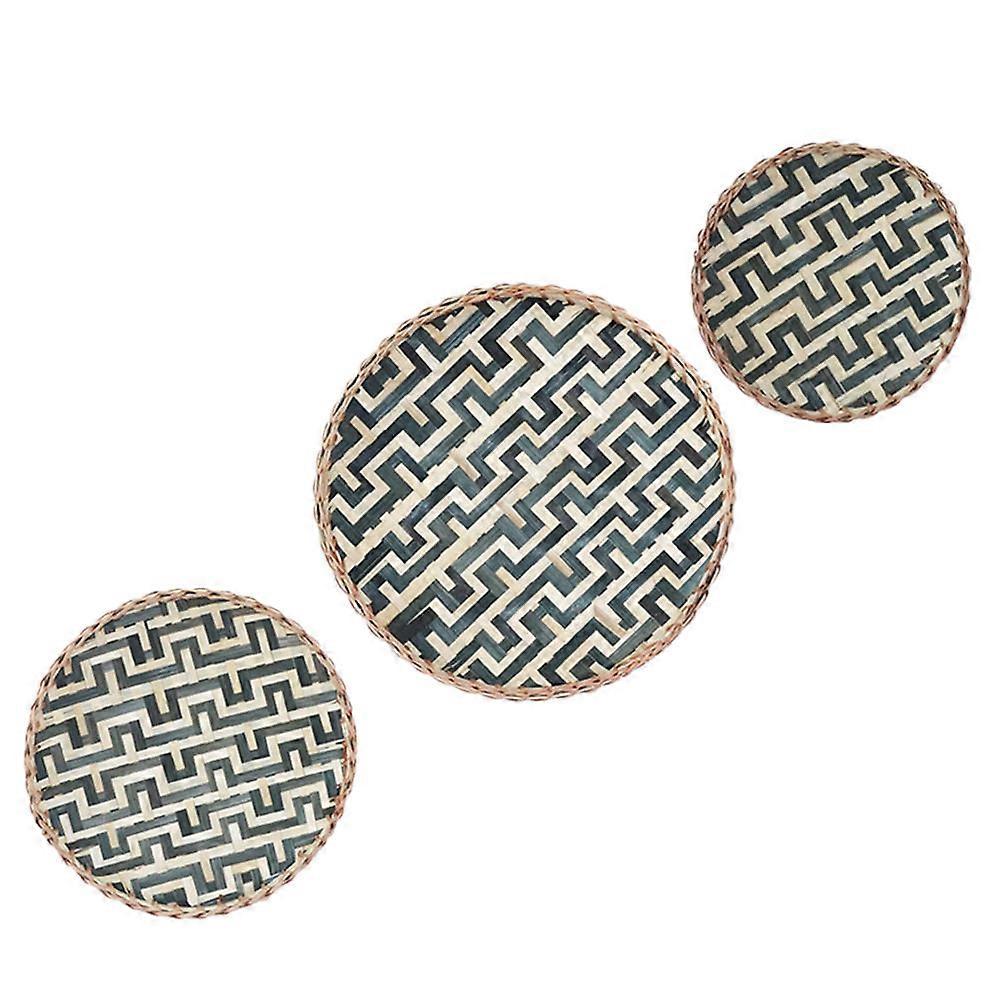 Bamboo Tray Wall Decor Woven Basket for Home 15Pcs Multi