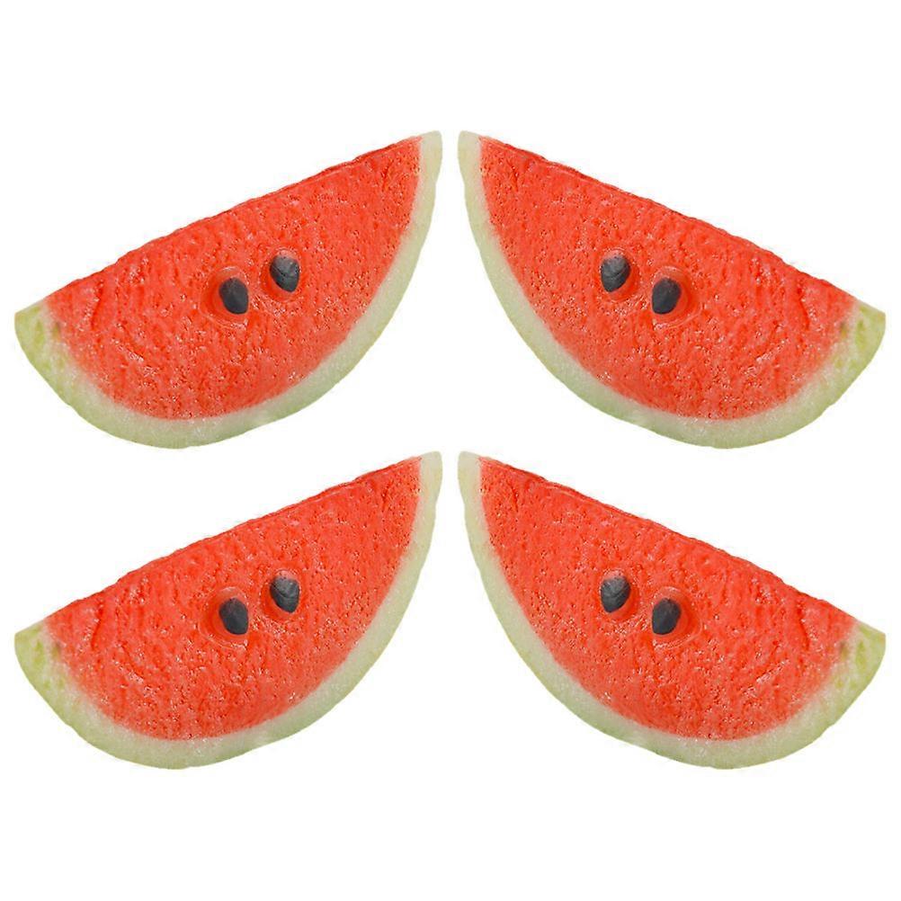 Simulation Watermelon Slice Model for Decor 4Pcs PVC Artificial Fruit