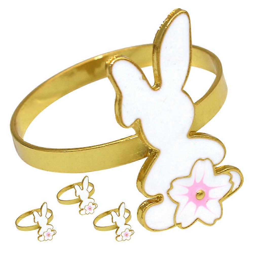 Rabbit Napkin Ring Cast Iron Holder for 8Pcs Easter Party Table Decor