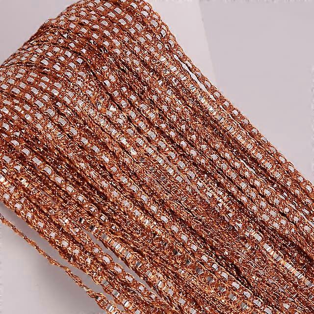 Crystal Flash Line Shiny Tassel String Door Curtain Window Room Divider With Silver Wire Brown 100x200cm Rod Pocket