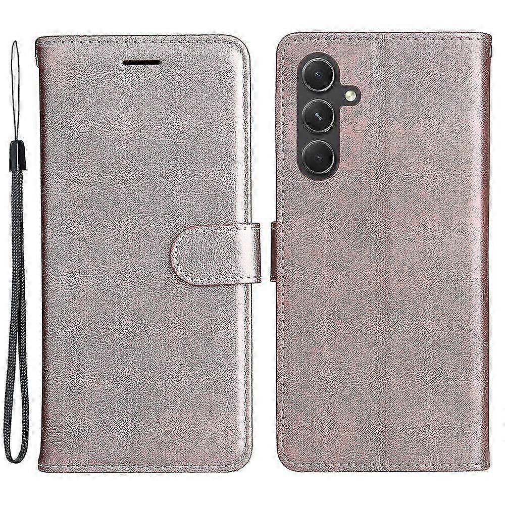 Galaxy A55 5G Case, Leather Wallet Cover with Stand & Strap, Solid Color