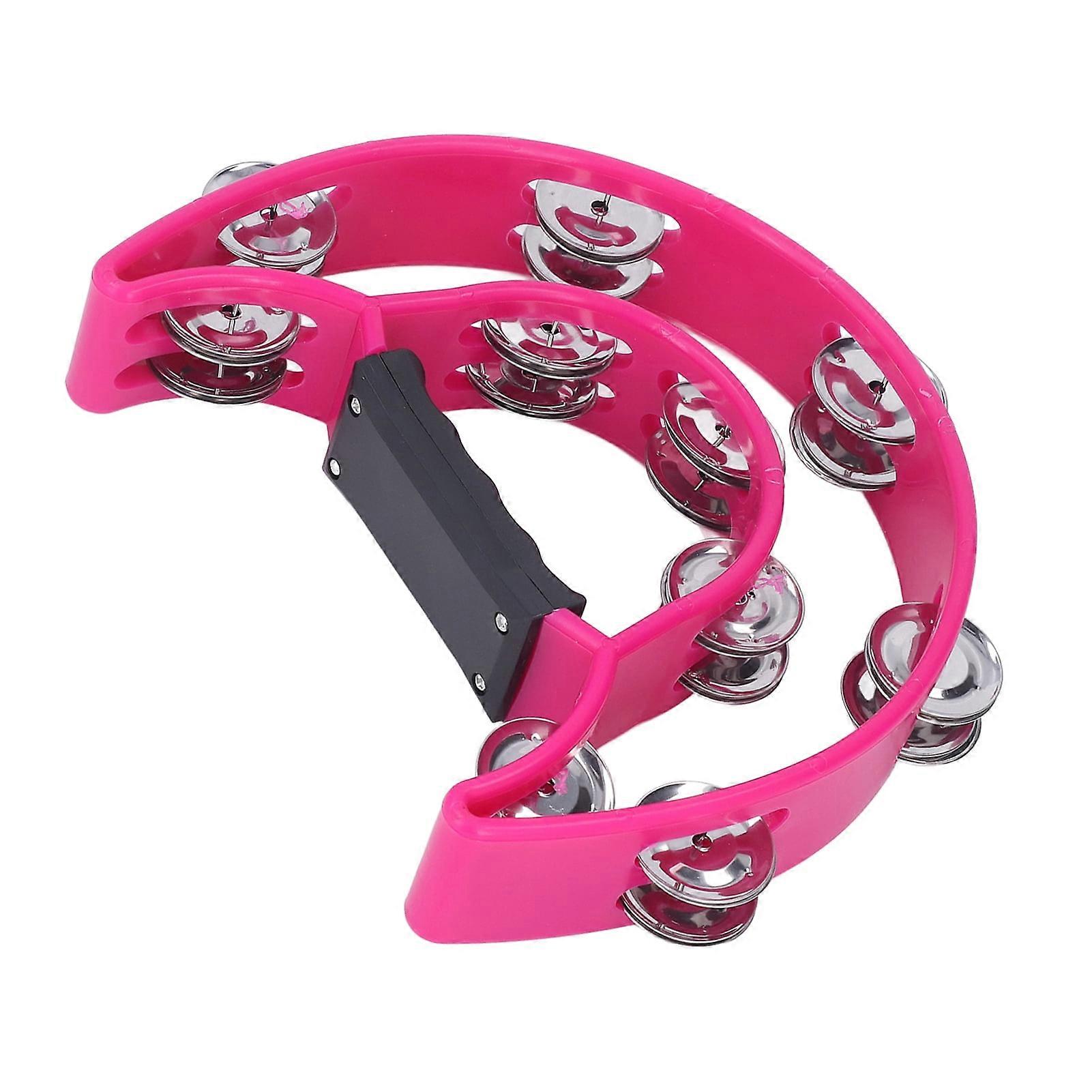 Musical Tambourine, Handheld Rugged Half Moon Free Rhythm Dancing Accompaniment Double Row Jingles With Ergonomic Handle Grip For KTV Party