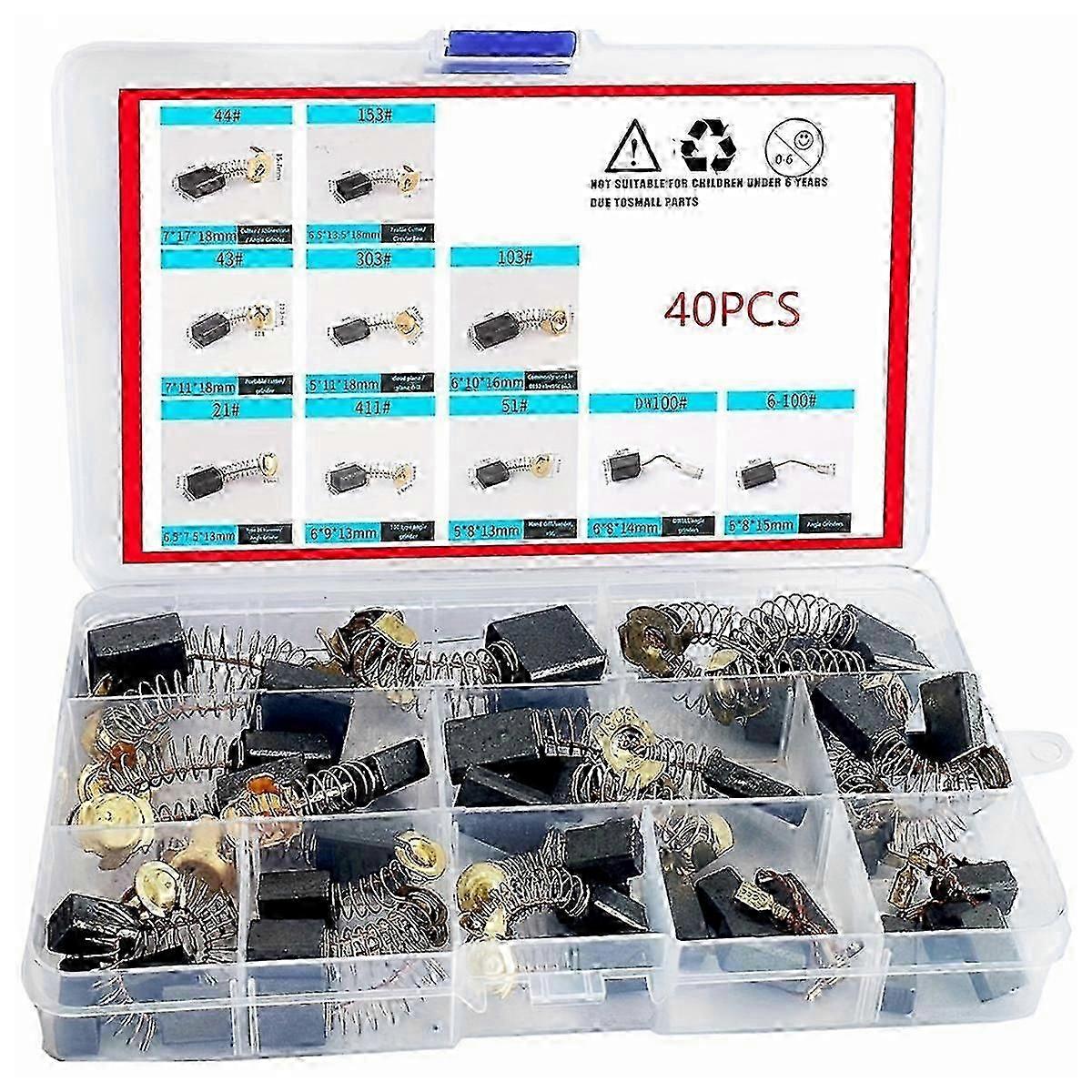 40Pcs Electric Motor Carbon Brushes Set - 10 Different Models for Various Motors_c*