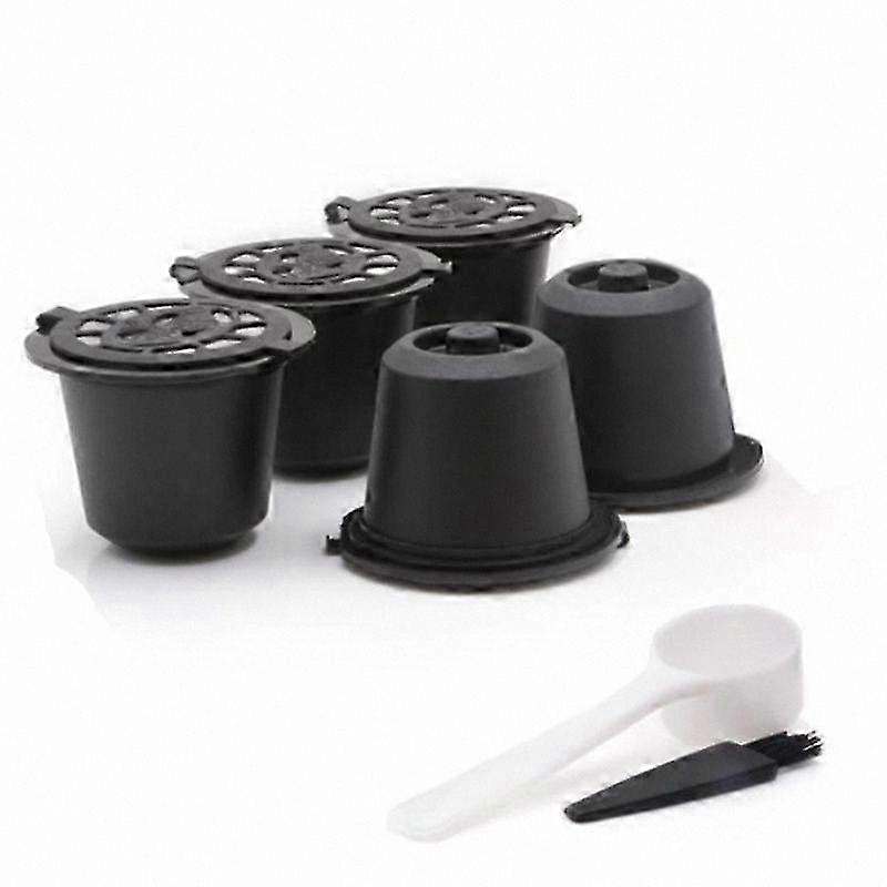 5 Pack Reusable Coffee Capsules for Nespresso Machines, Refillable Espresso Pod Filters Compatible with Nespresso Brewers
