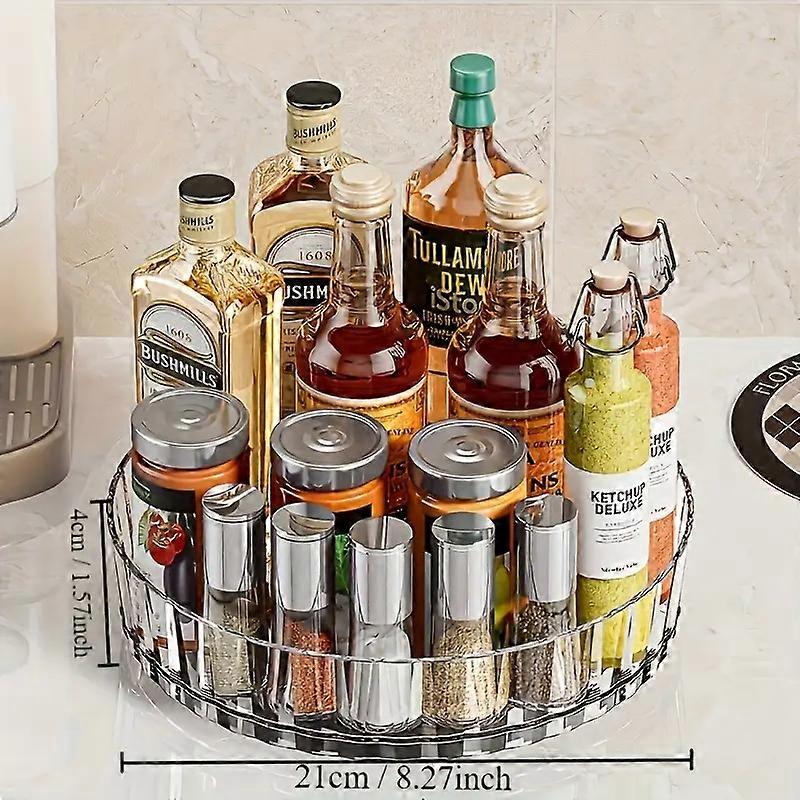 360 Rotating Seasoning Storage Rack Kitchen Storage Spice Rack Non-Slip Cabinet Organizer Tray Plate Kitchen Organizer Gadgets