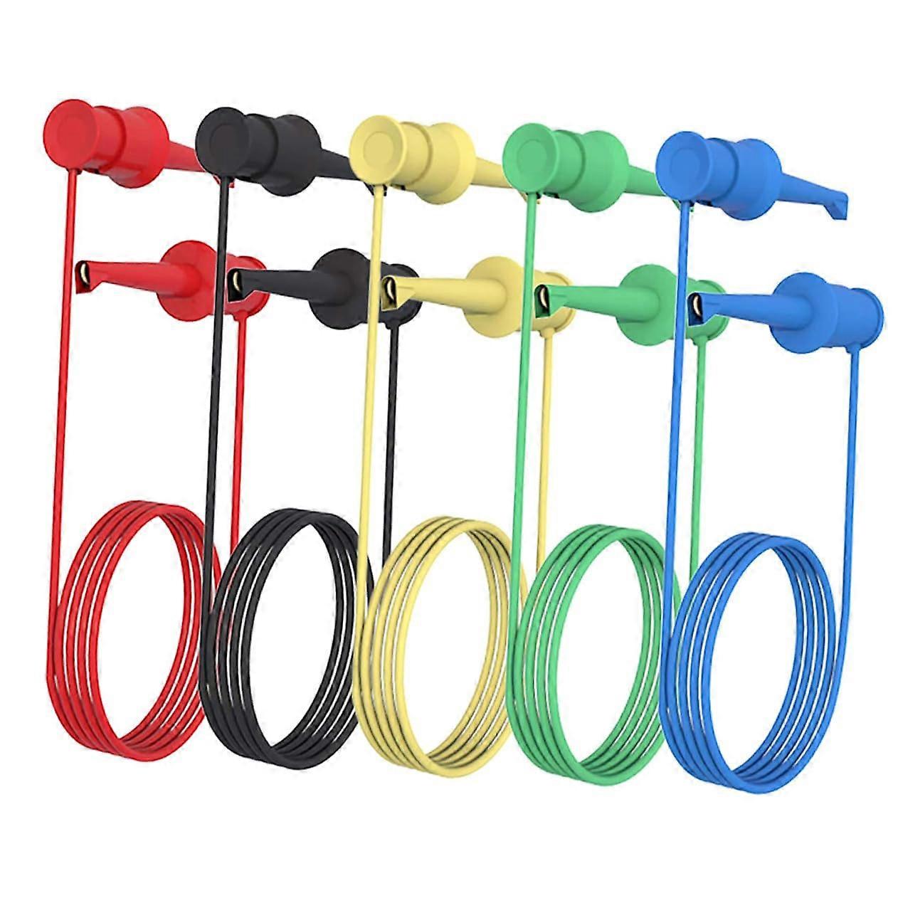 5 Pcs Silicone Test Leads Mini Grabber Cables Dual IC Test Hooks Clips Wires For Electronics Circuit Board Testing