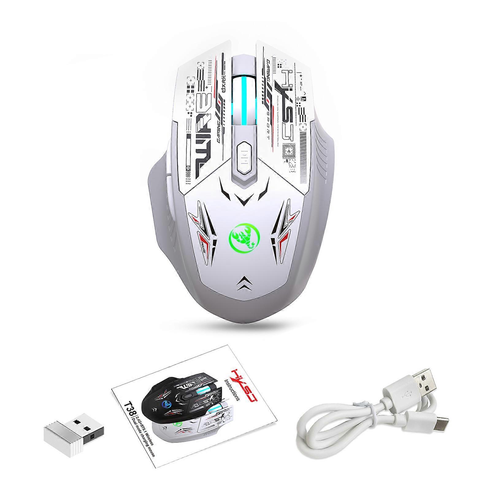 Dual-Mode Wireless Mouse 2.4G BT5.1 Portable Silent Mice with 7 Color Backlight