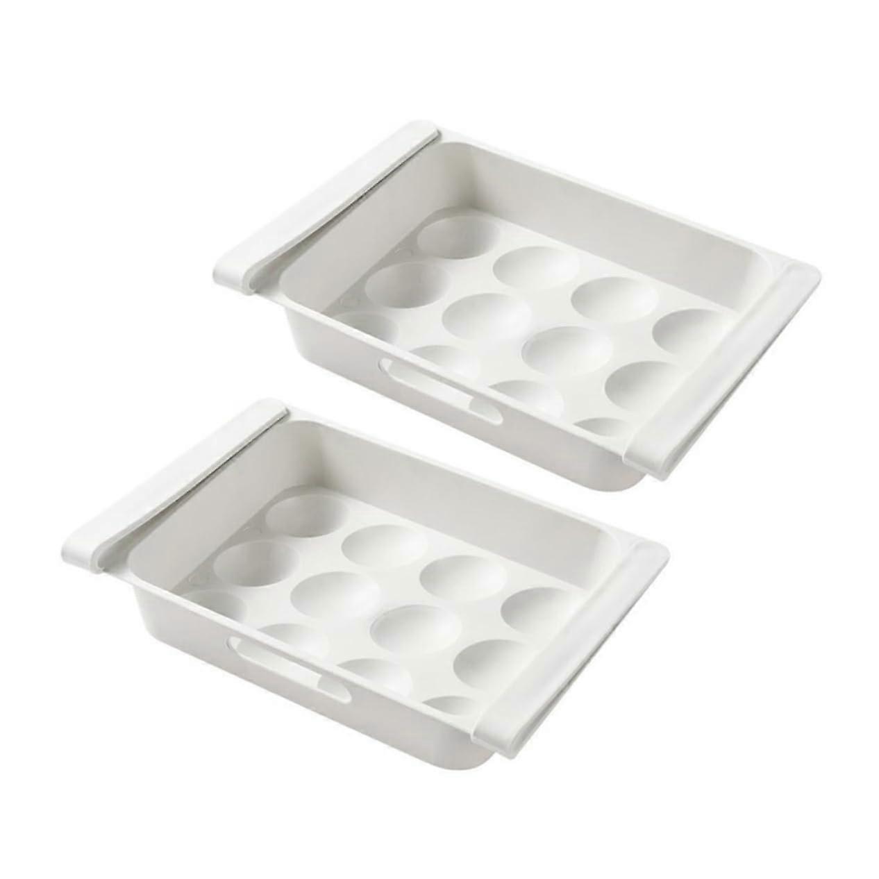 Egg Storage Container 2Piece DrawerStyle Refrigerator Organizer MultiGrid Plastic Egg Holder For Fridge And Kitchen