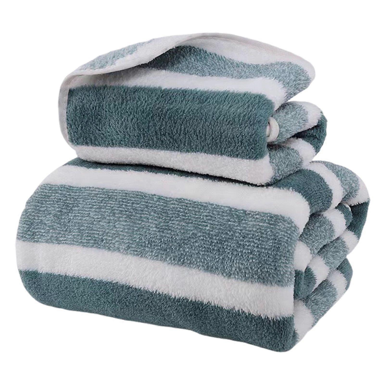 Jikaixiang Coral Fleece Towel Set Striped Absorbent Bath Towel Lint Free Fade Resistant Towel Shower Wrap for Spa Poolside Daily Use