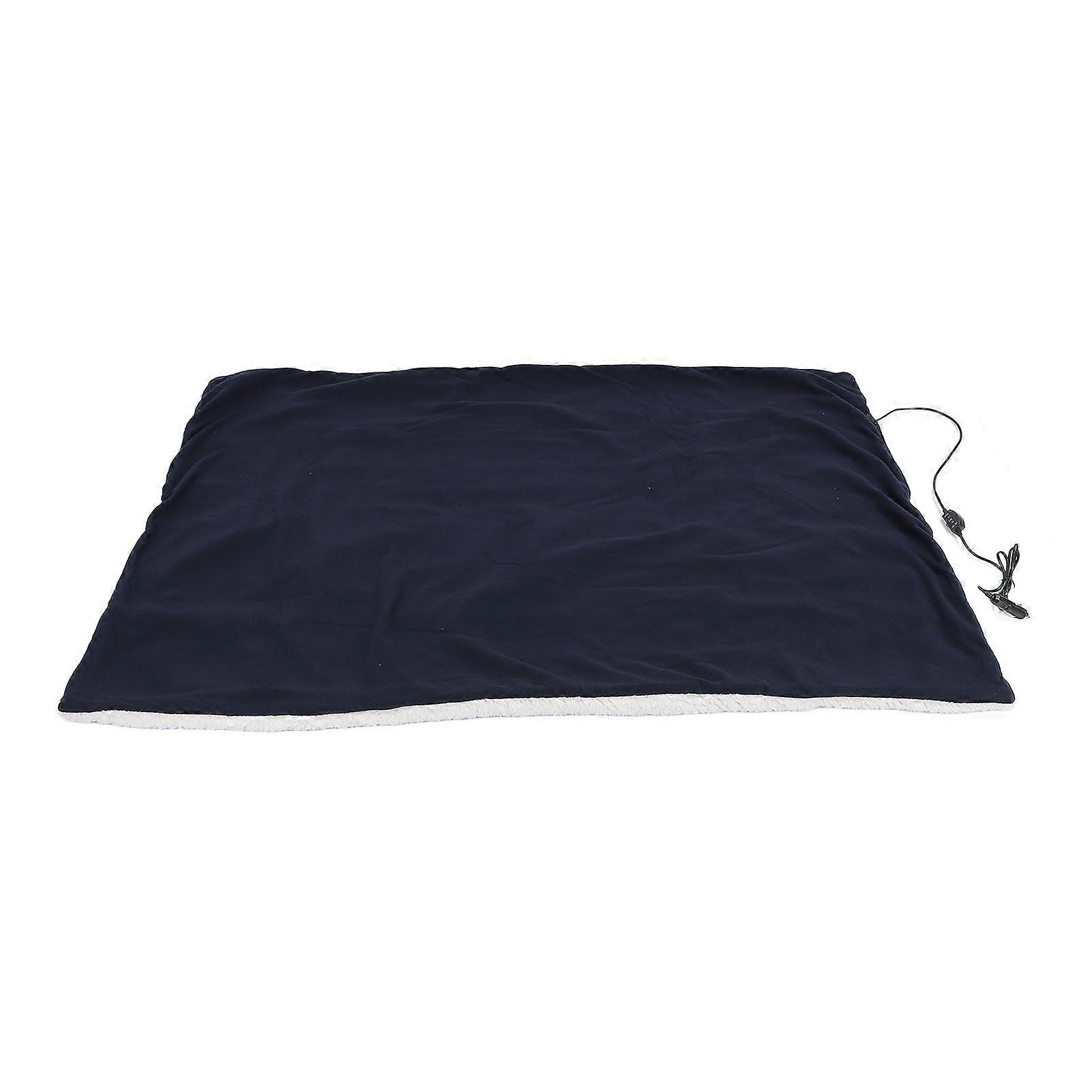Heated Blanket Electric Throw 12V Soft Cotton Heating Throw Blanket for Keeping Warm in Home Office Navy Blue 