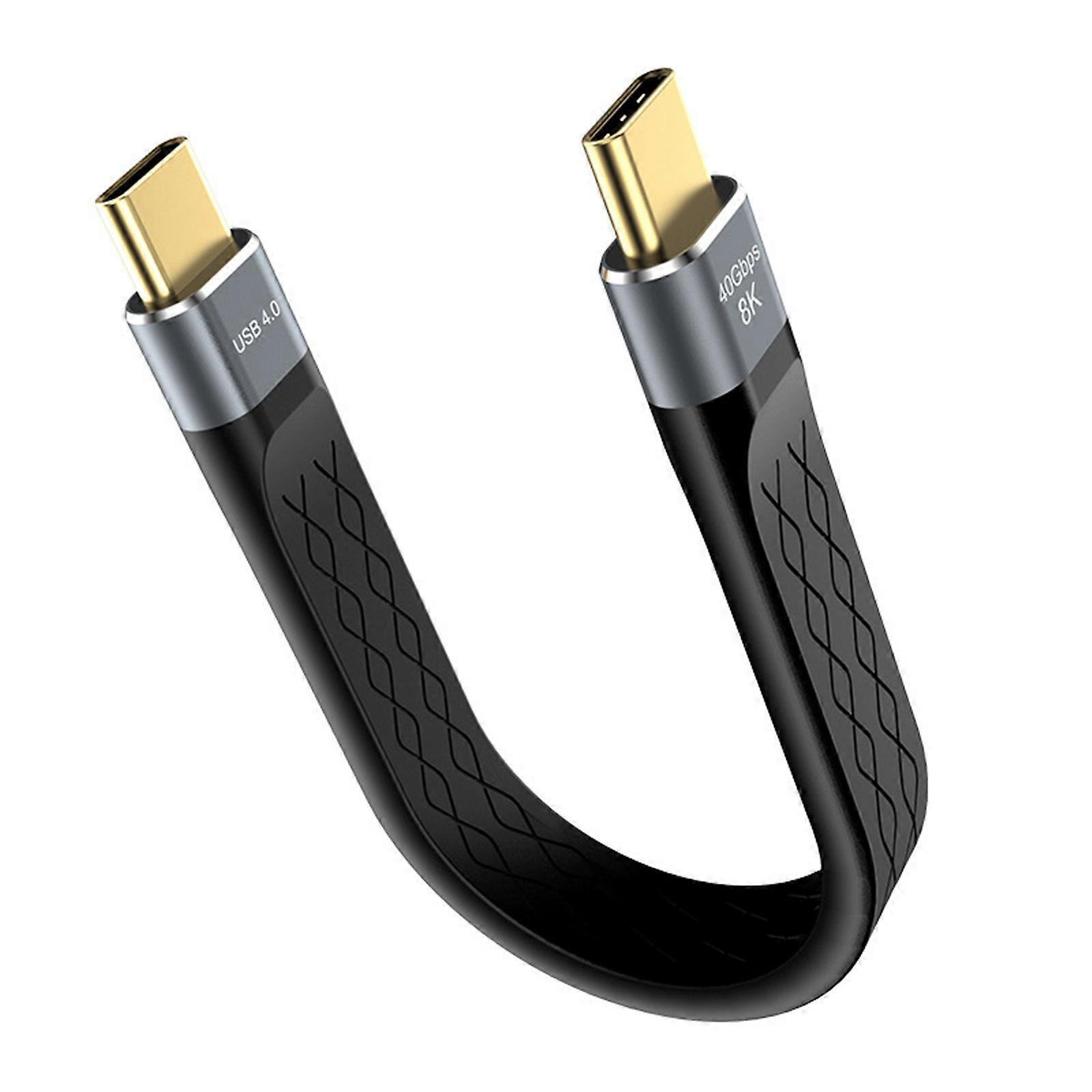 Flat USB4 Cable Short 5.9Inch 40Gbps Data 240W Charging Supports 8K60hz Video for Phones Pad Solid Disks USB C Devices Multicolor