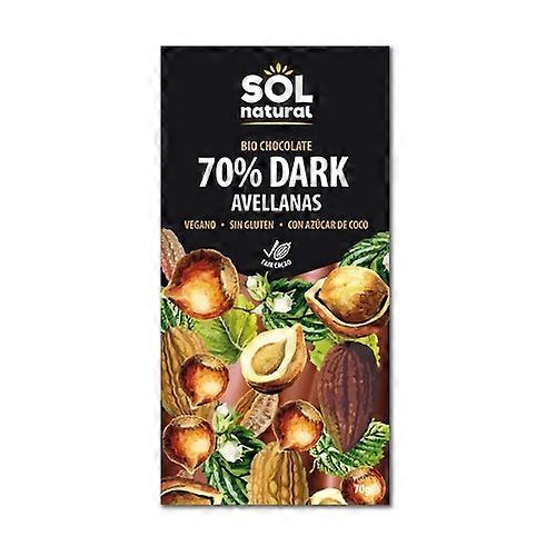 Vegan dark chocolate 70% with Bio hazelnut 70 g