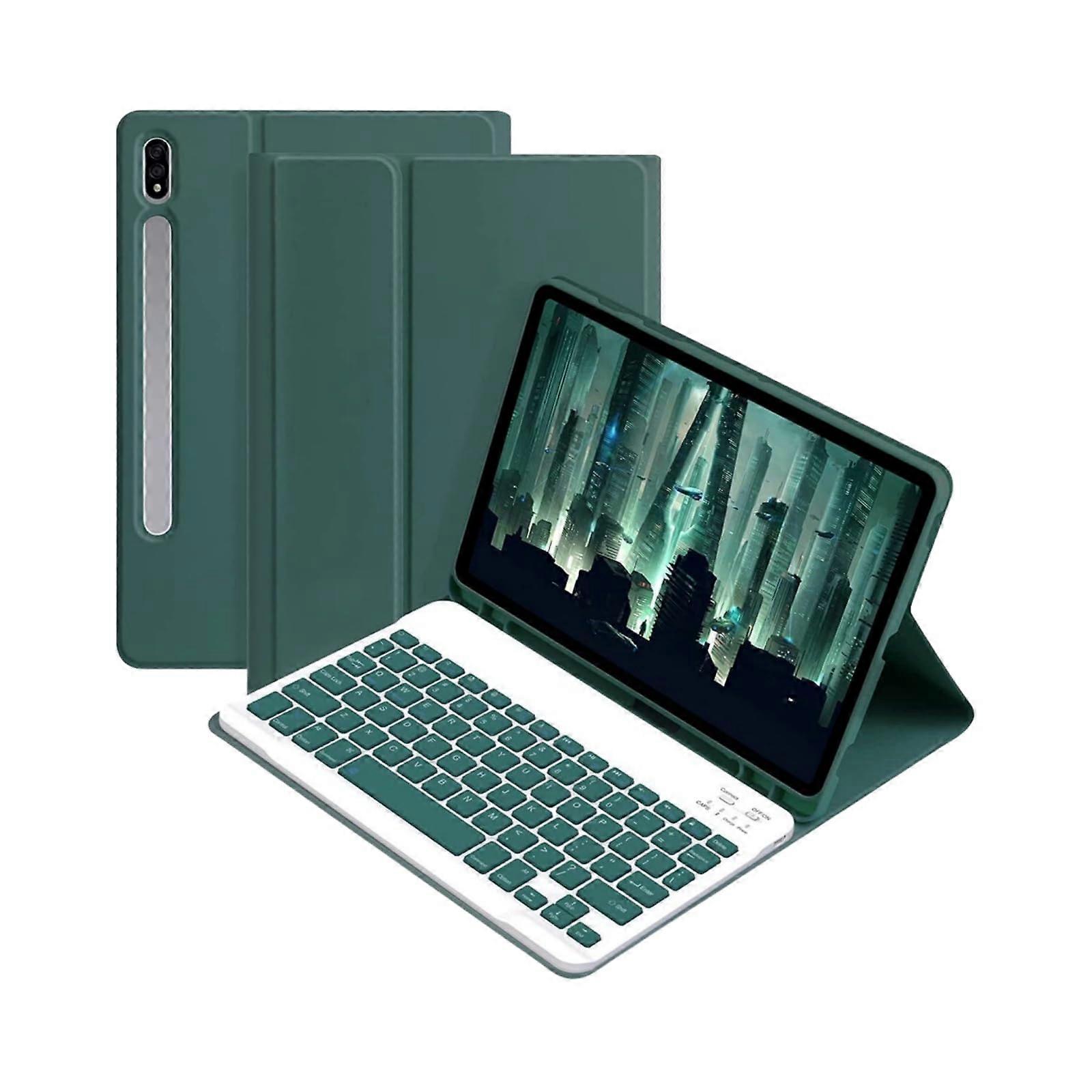 Keyboard Case for Galaxy Tab A8 10.5 2022 SMX200/X205/X207, Bluetooth Keyboard Folio With S Pen Holder, Dark Green